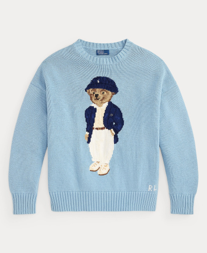 Polo Ralph Lauren Women's Polo Bear Oversized Crewneck Sweater - Blue Note