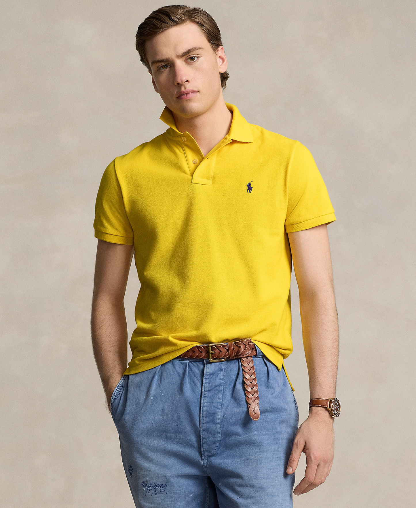 Polo Ralph Lauren Men's Classic-Fit Mesh Polo Shirt - COLLEGIATE YELLOW/C7284