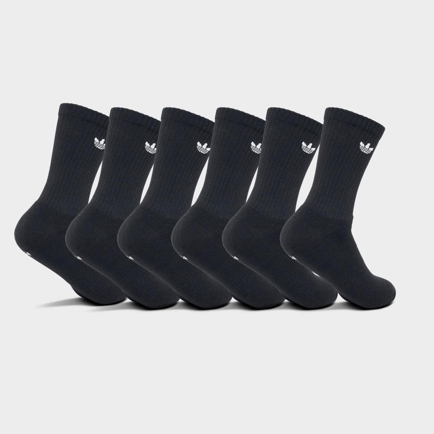 Women's adidas Originals Trefoil Cushion Crew Socks (6-Pack) - Black - view 2