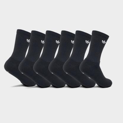 Women's adidas Originals Trefoil Cushion Crew Socks (6-Pack) - Black - view 2