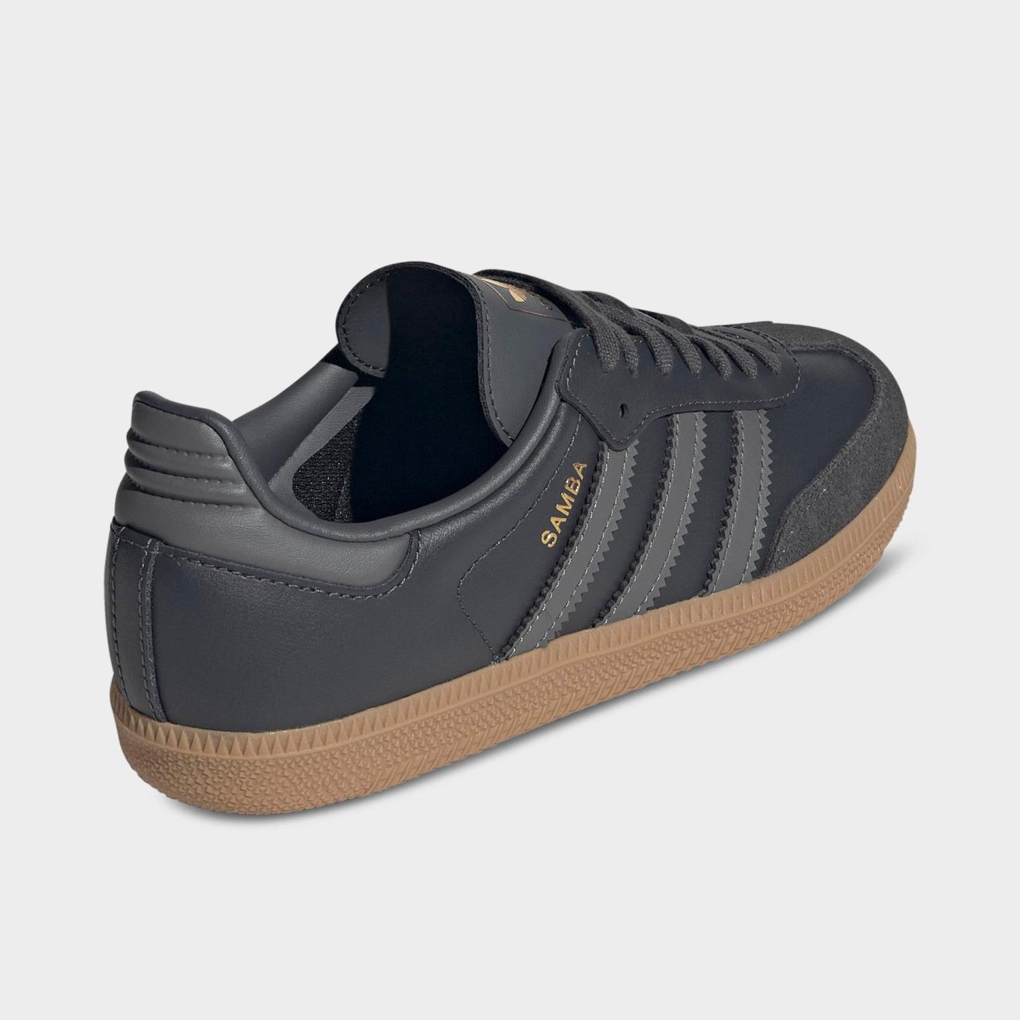 Big Kids' adidas Originals Samba OG Casual Shoes - Part 1 - Grey Six/Grey Four/Gum - Back view