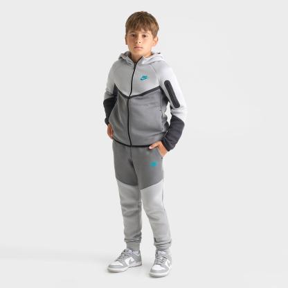 Big Kids' Nithtke Sportswear Tech Fleece Reflective Jogger Pants - Wolf Grey/Smoke Grey/Black/Energy