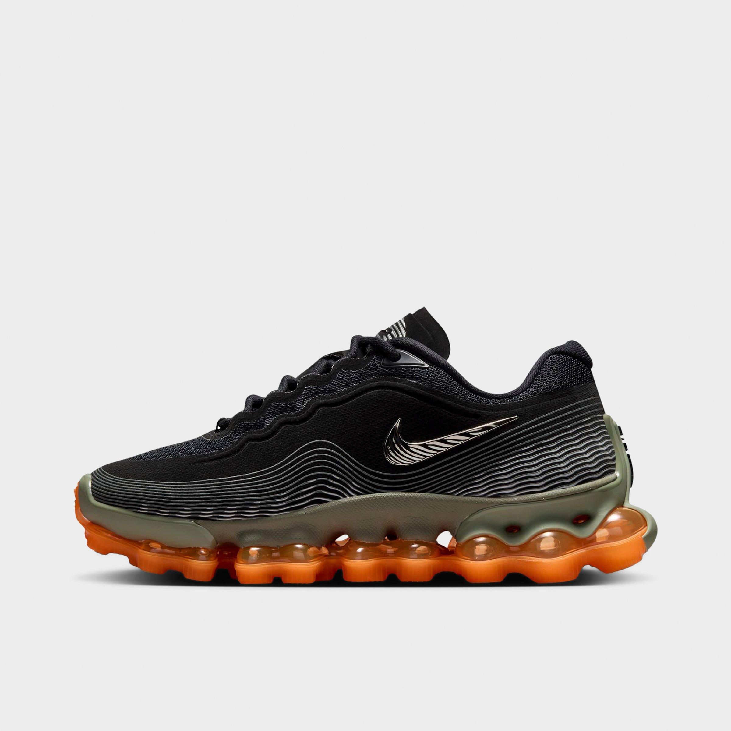 Big Kids' Nithtke Air Liquid Max Casual Shoes - Black/Metallic Silver/Light Army - Left shoe facing left. Outside of the shoe.