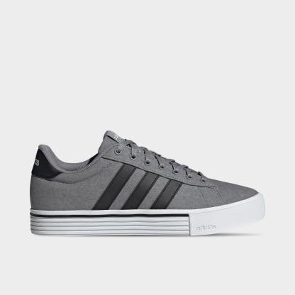 Men's adidas Daily 4.0 Casual Shoes (Big Kids' Sizes Available) - Part 1 - Grey/Black/White - Left shoe facing left. Outside of the shoe.