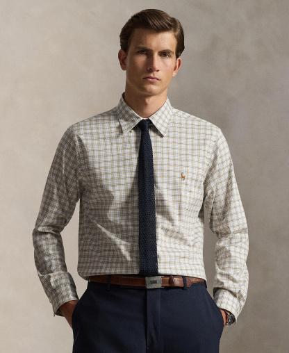 Polo Ralph Lauren Men's Classic-Fit Performance Oxford Shirt - Coastal Beige White Multi
