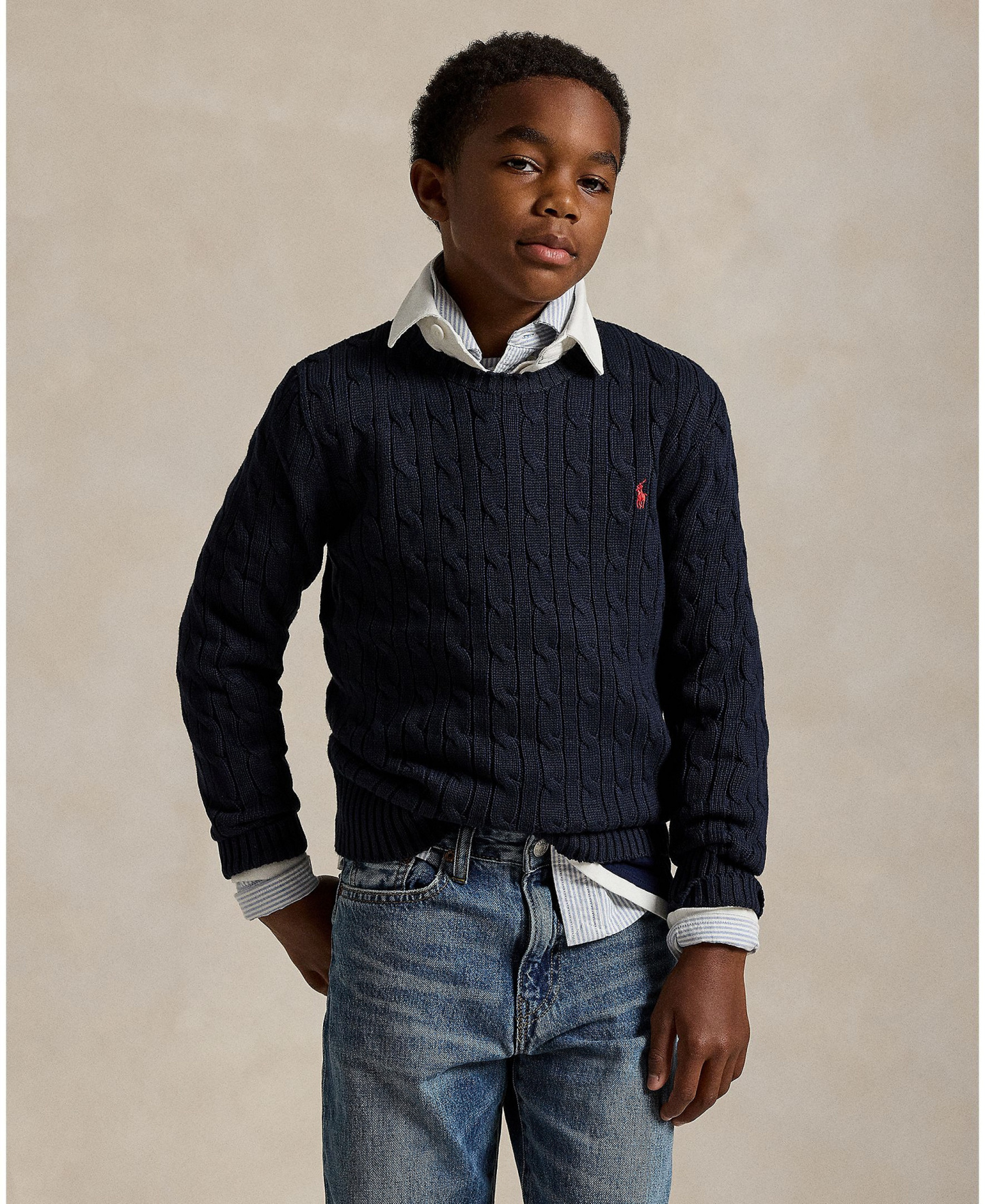 Polo Ralph Lauren Boys' 8-20 Cable-Knit Cotton Sweater - RL NAVY