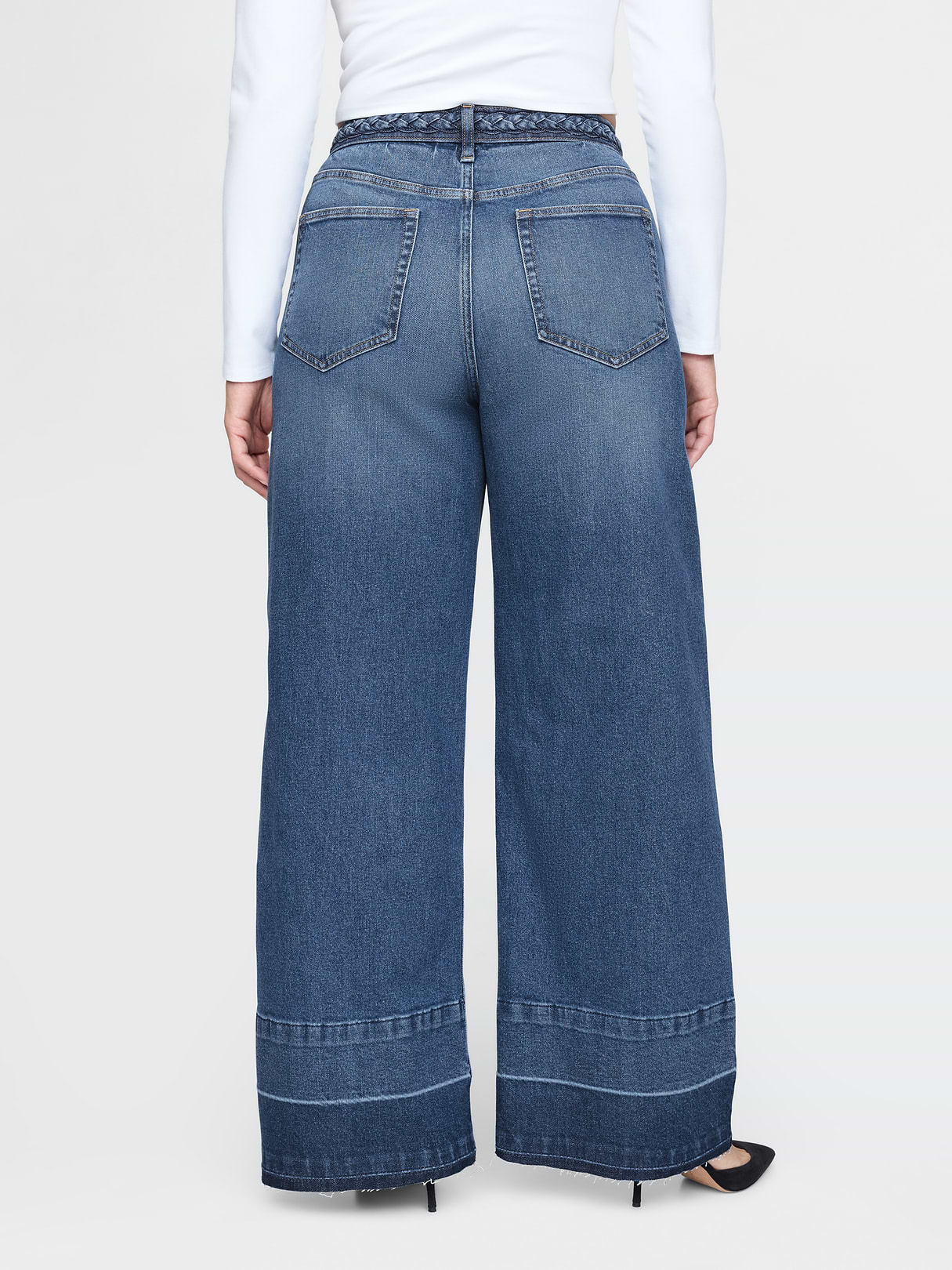 High Rise Stride Wide-Leg Jeans - Medium indigo