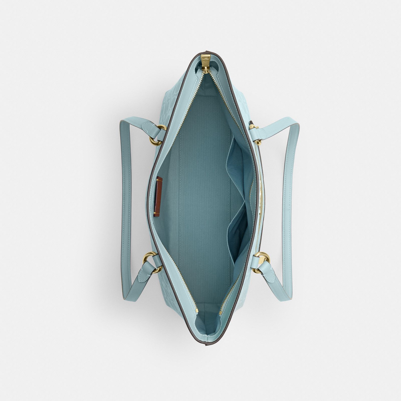 Station Tote Bag In Signature Canvas - Gold/Light Blue - view 3