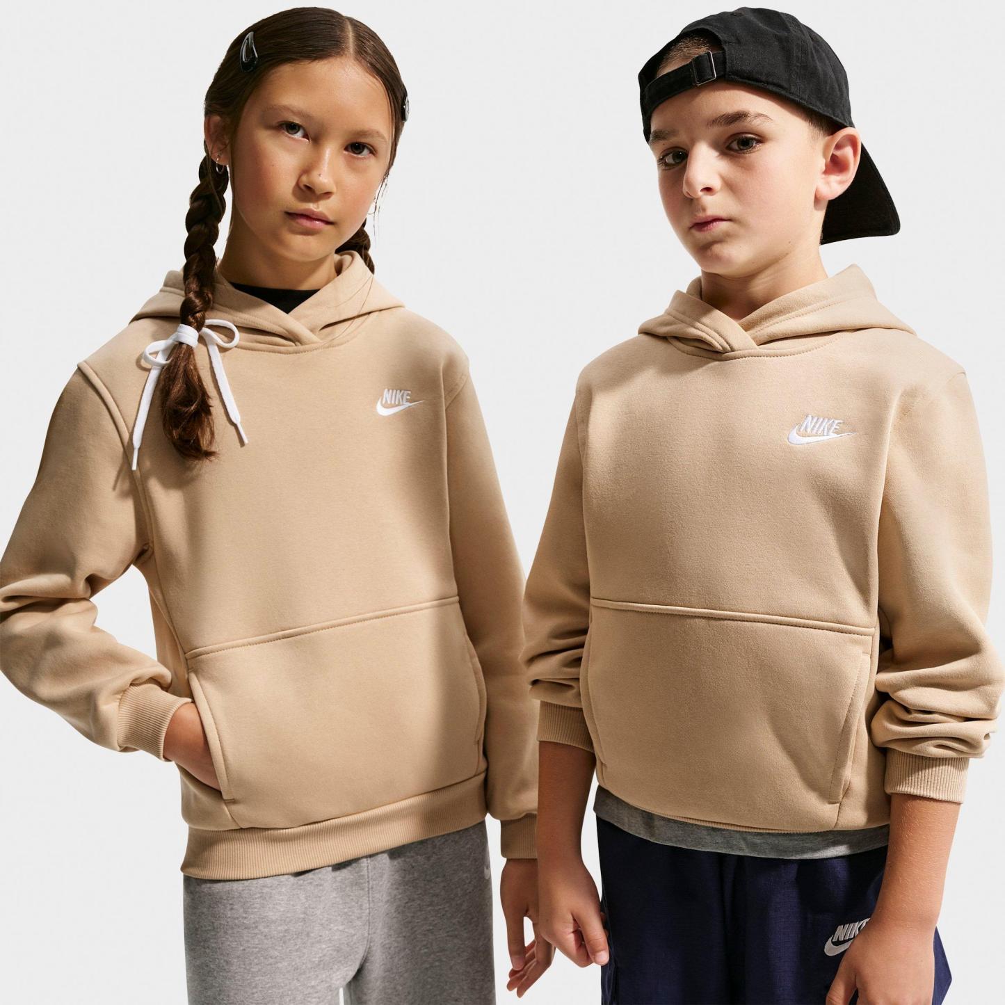 Big Kids' Nithtke Sportswear Club Fleece Pullover Hoodie - Linen/White