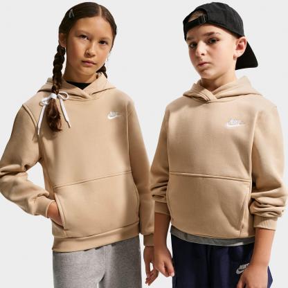 Big Kids' Nithtke Sportswear Club Fleece Pullover Hoodie - Linen/White