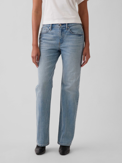 Mid Rise Relaxed Straight Jeans - Light tint indigo