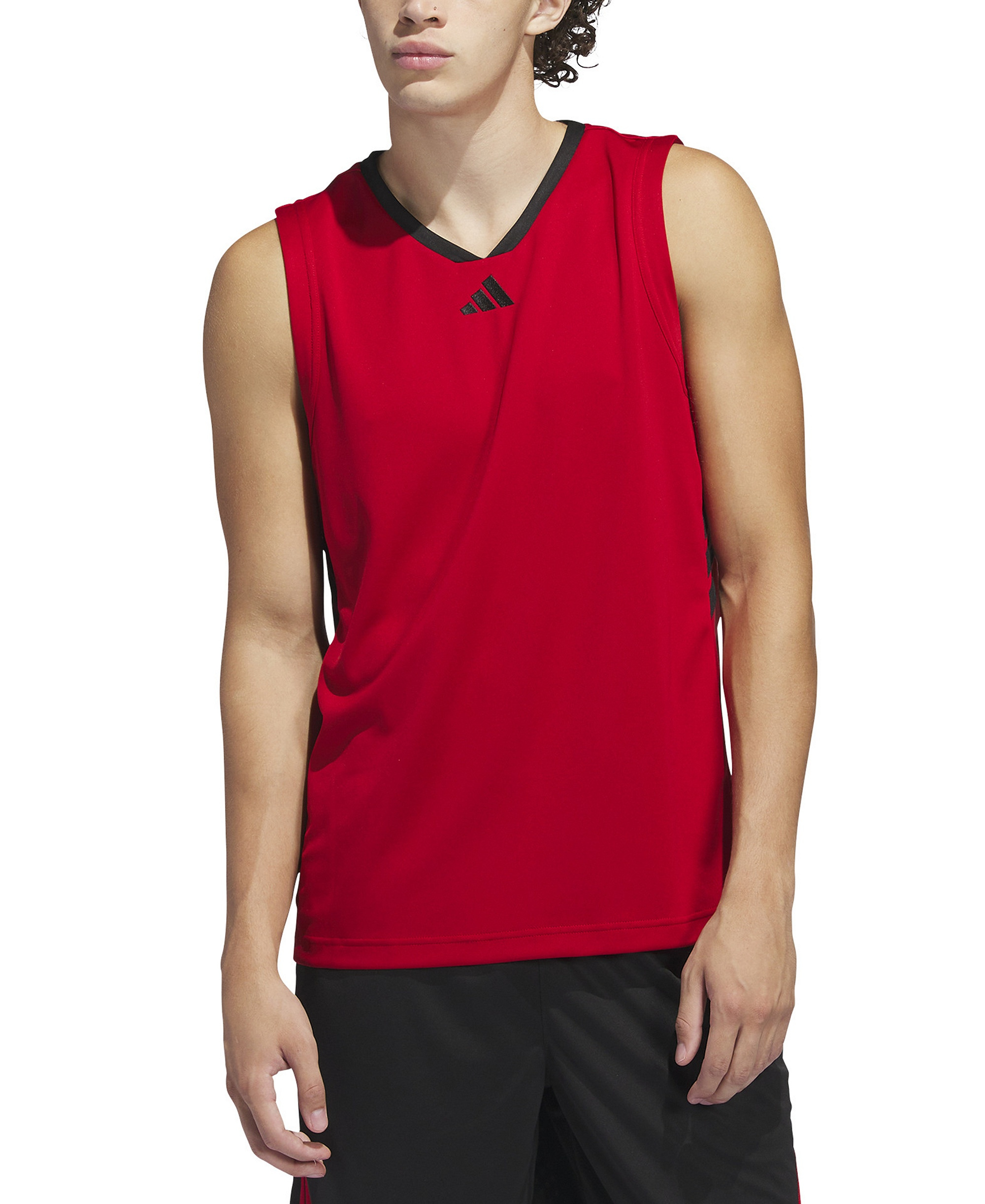 adidas Men's Basketball Logo Graphic Tank Top - Red/Black