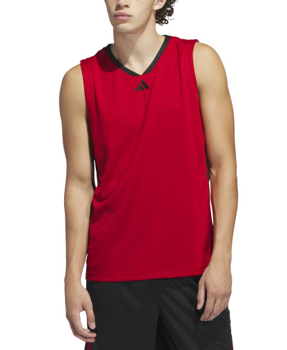 adidas Men's Basketball Logo Graphic Tank Top - Red/Black