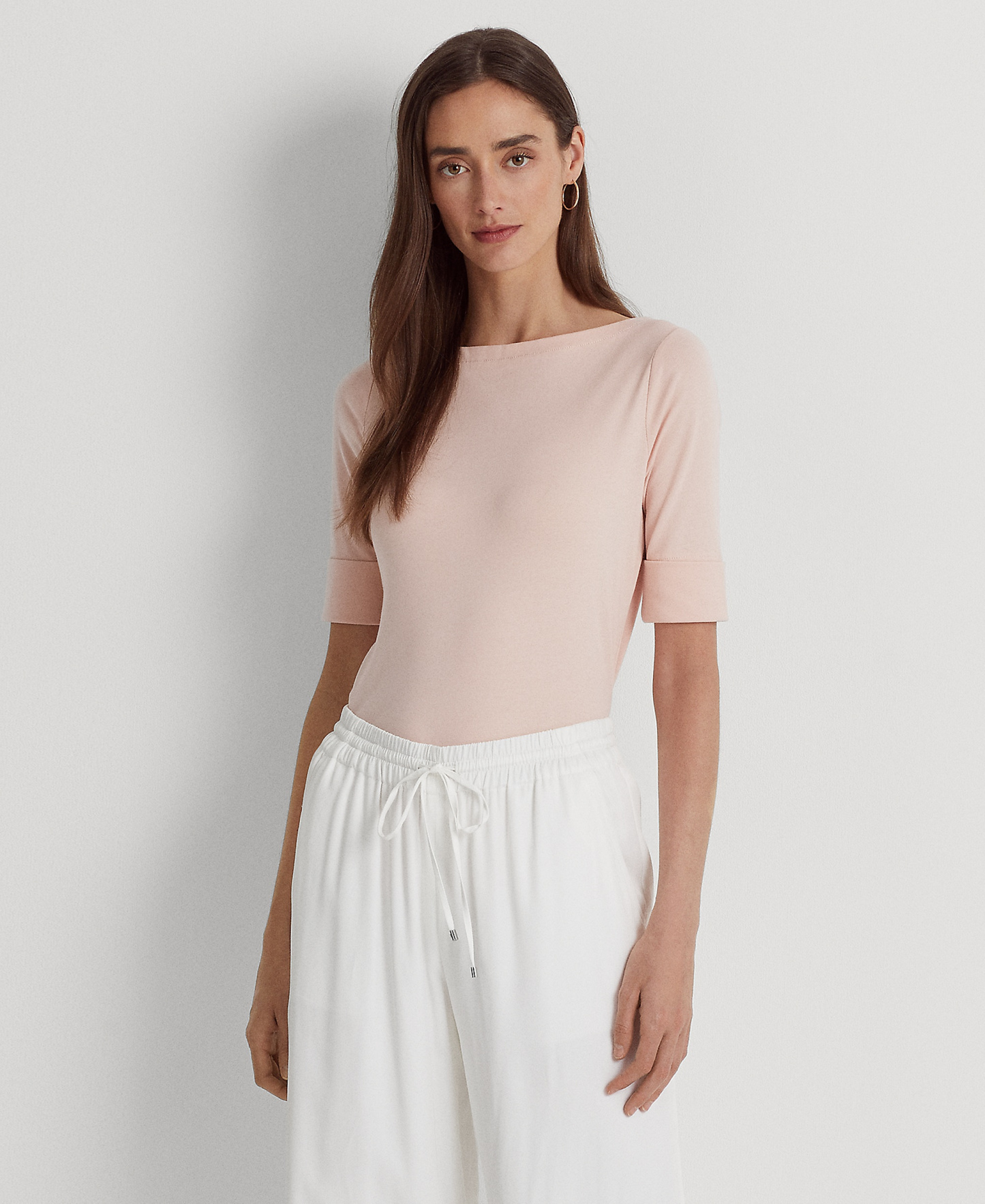 Lauren Ralph Lauren Stretch Boatneck Top - Rose