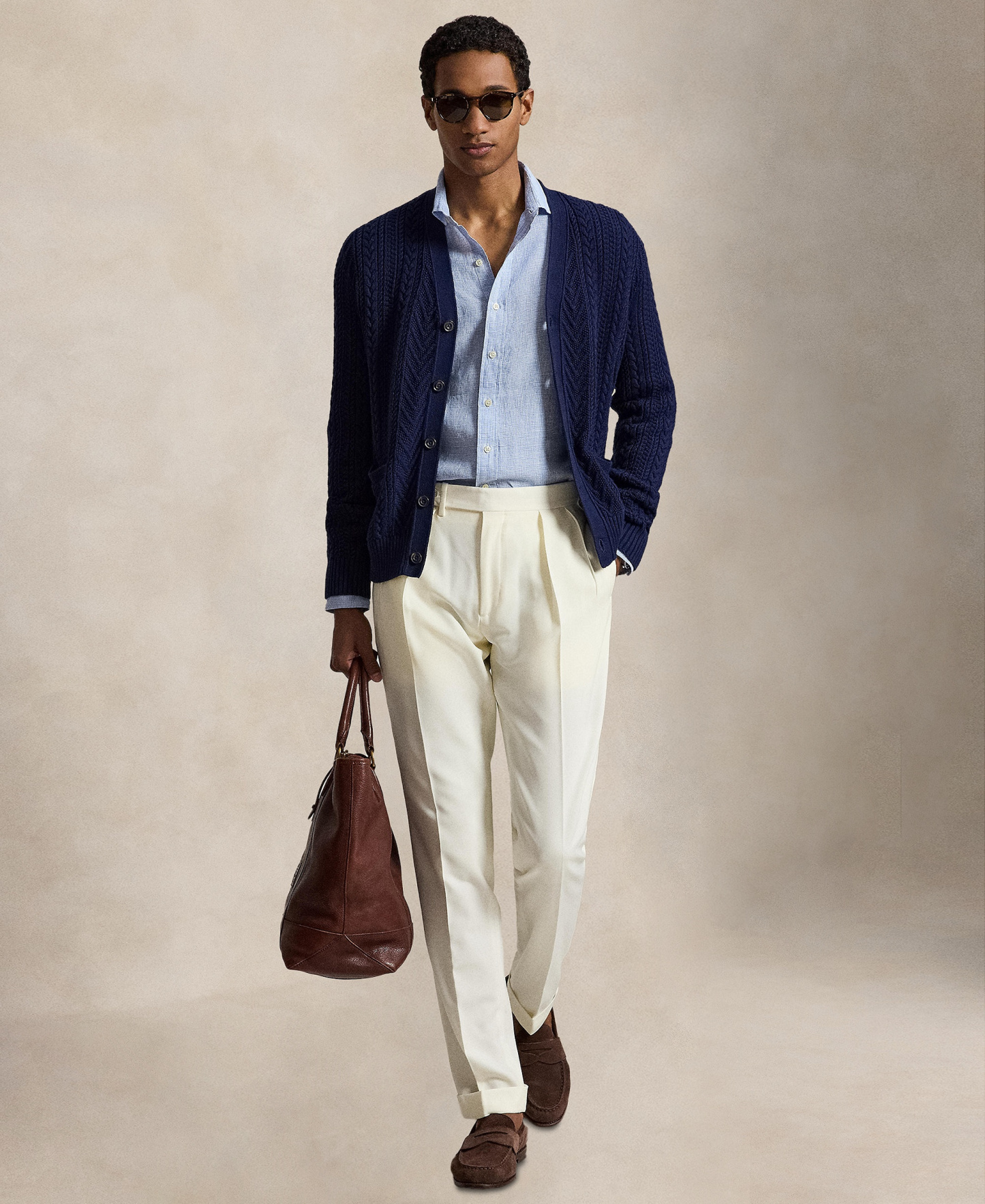Polo Ralph Lauren Men's Classic-Fit Linen Shirt - 6555B Cabana Blue/White