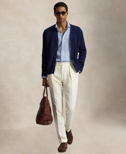 Polo Ralph Lauren Men's Classic-Fit Linen Shirt - 6555B Cabana Blue/White