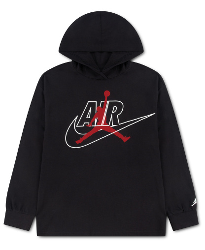 Jordan Boys' 8-20 Jumpman Air Hooded Long-Sleeve T-Shirt - Black