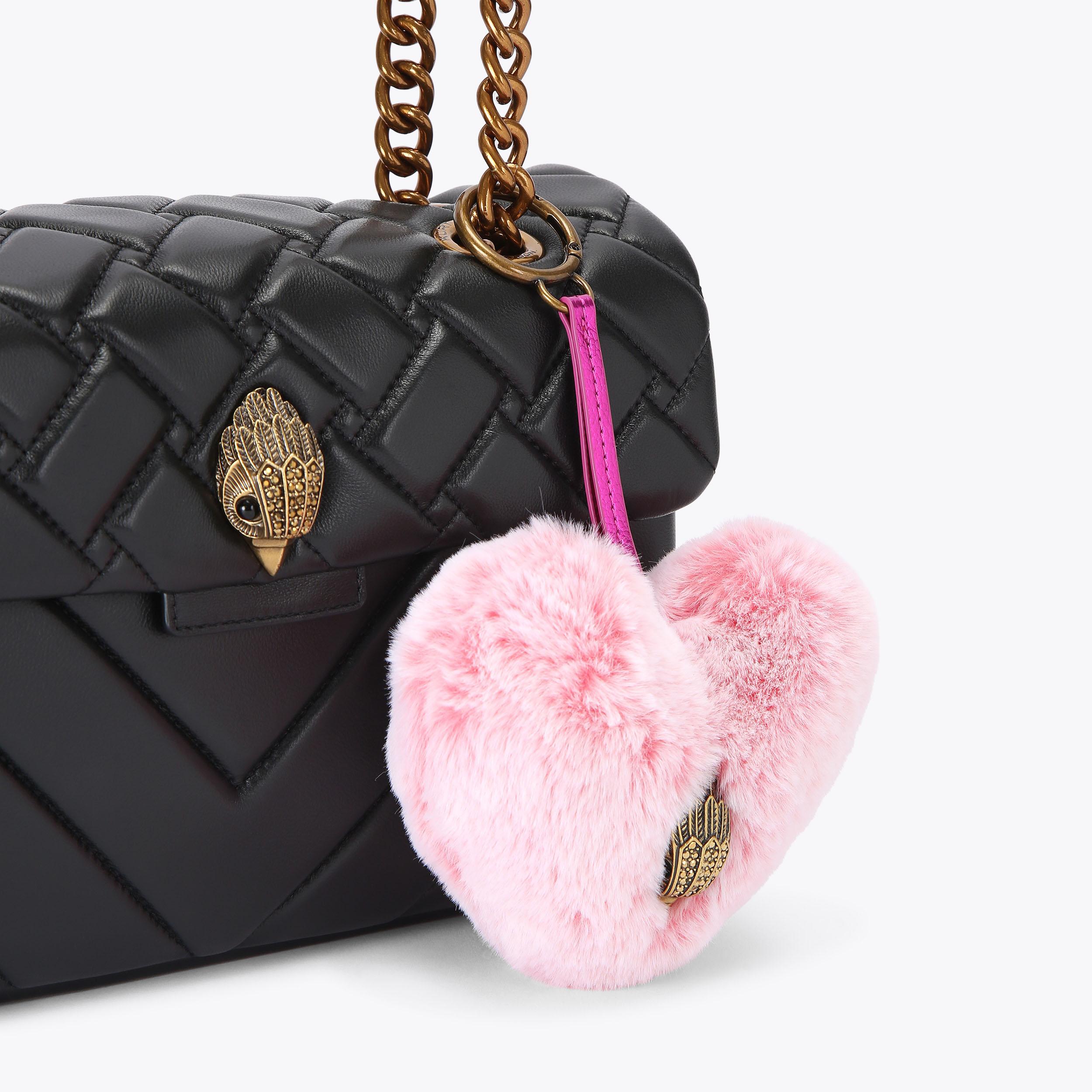 Kurt Geiger London Heart Faux Fur Charm - Pink - view 2