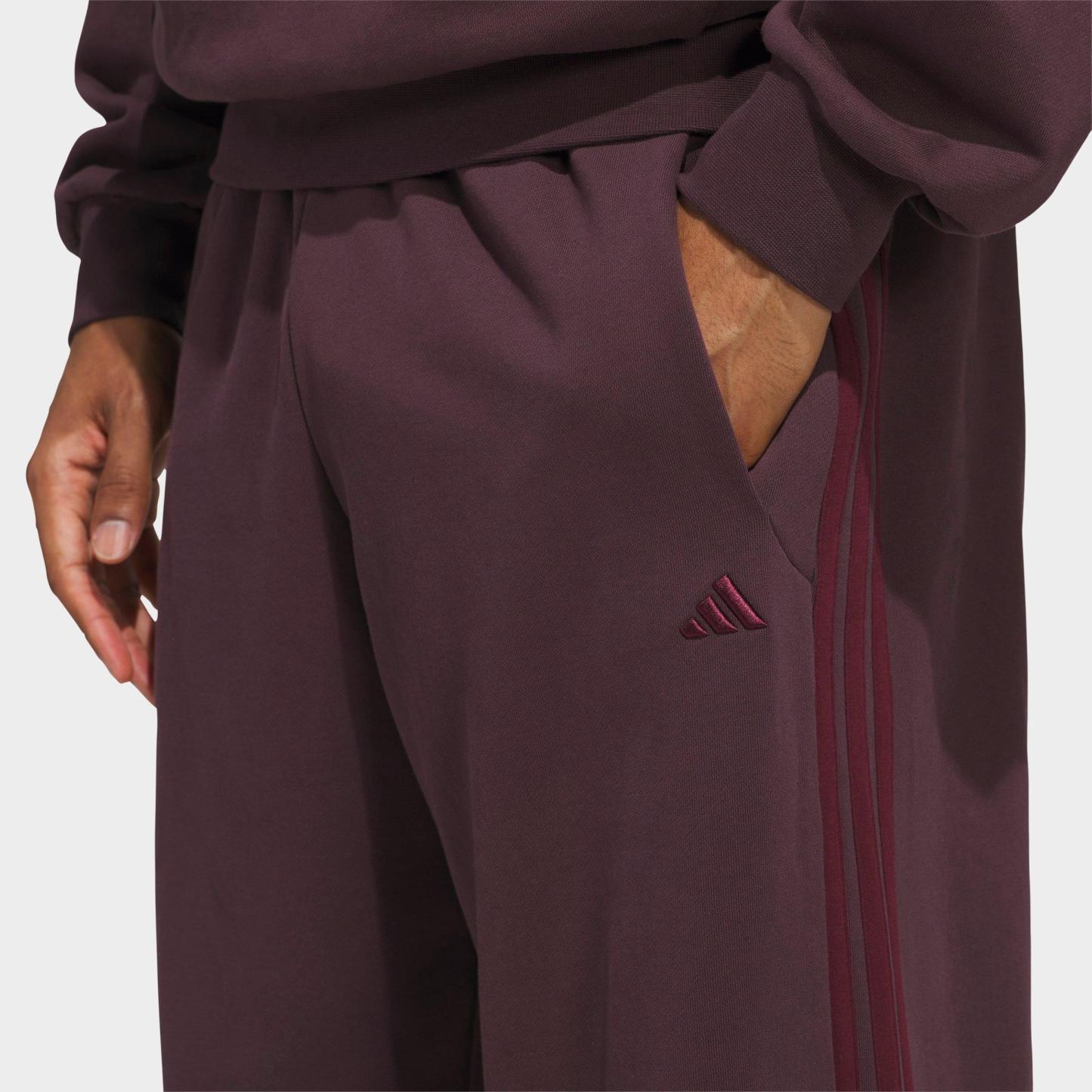 Men's adidas Basketball Fleece 3-Stripe Loose Sweatpants - Shadow Maroon