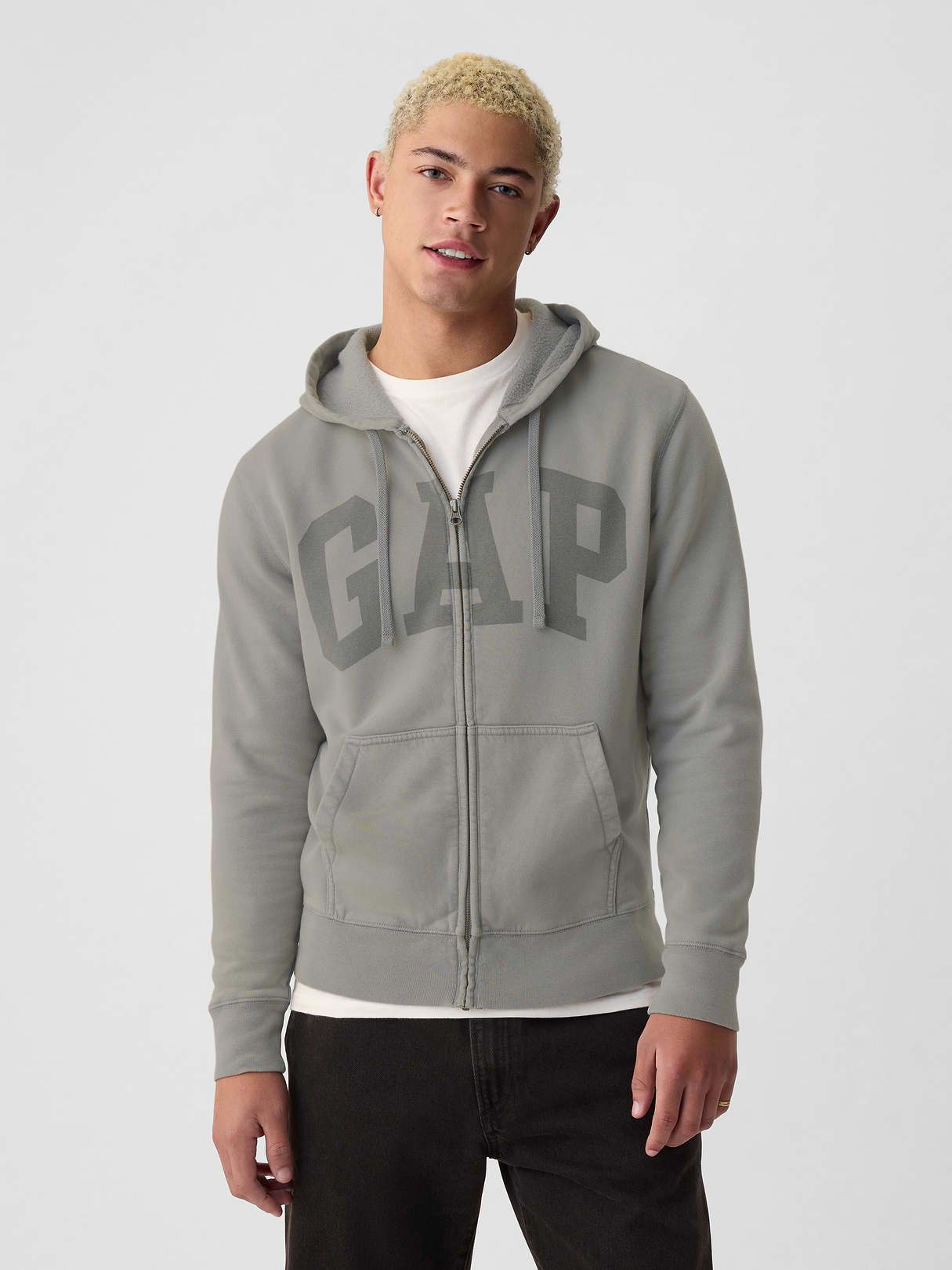 Adult VintageSoft Arch Logo Zip Hoodie - pilot grey