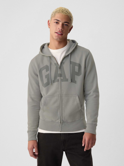 Adult VintageSoft Arch Logo Zip Hoodie - pilot grey
