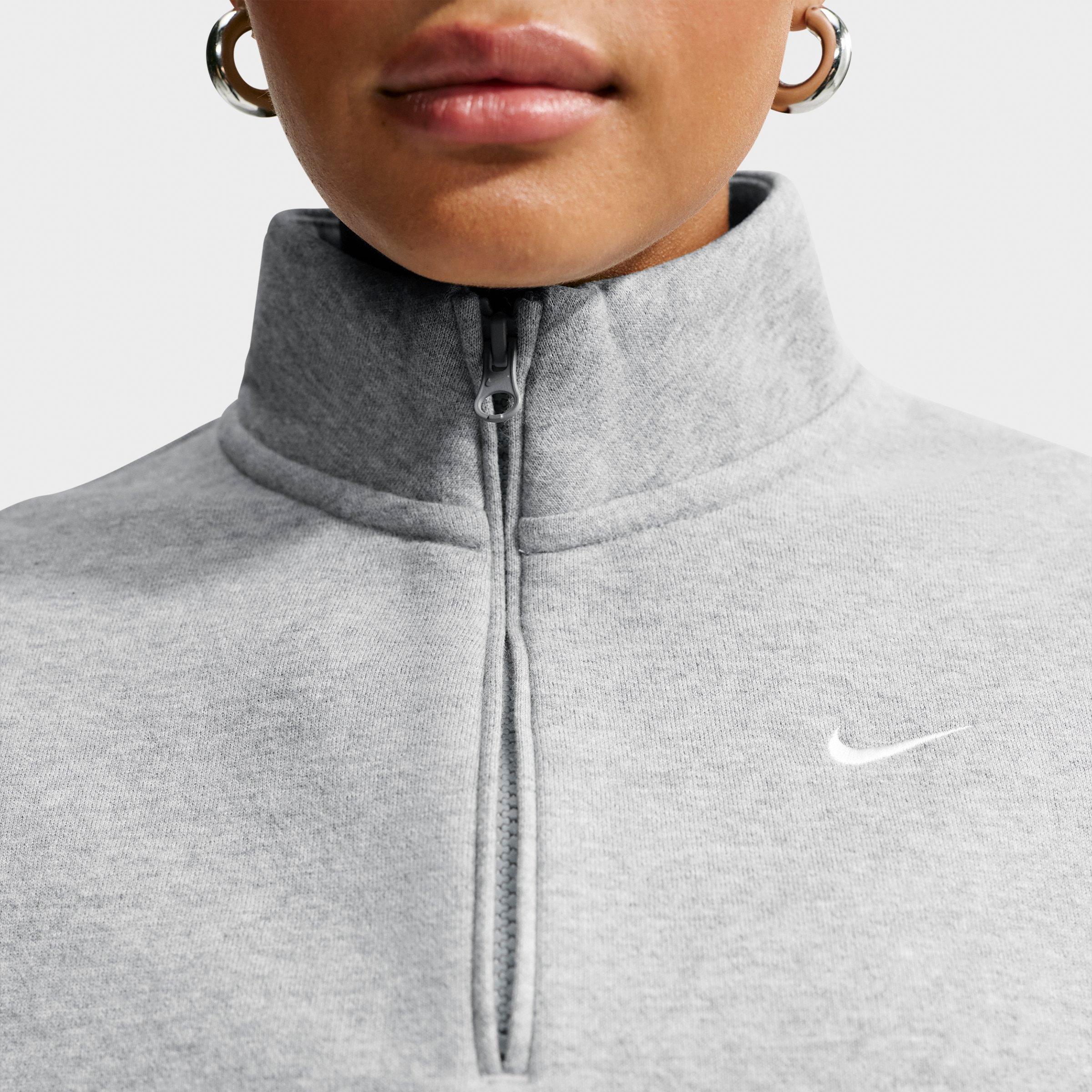 Women's Nithtke Studio Fleece Medium-Weight Oversized Cropped Quarter-Zip Jacket - Dark Grey Heather/Sail