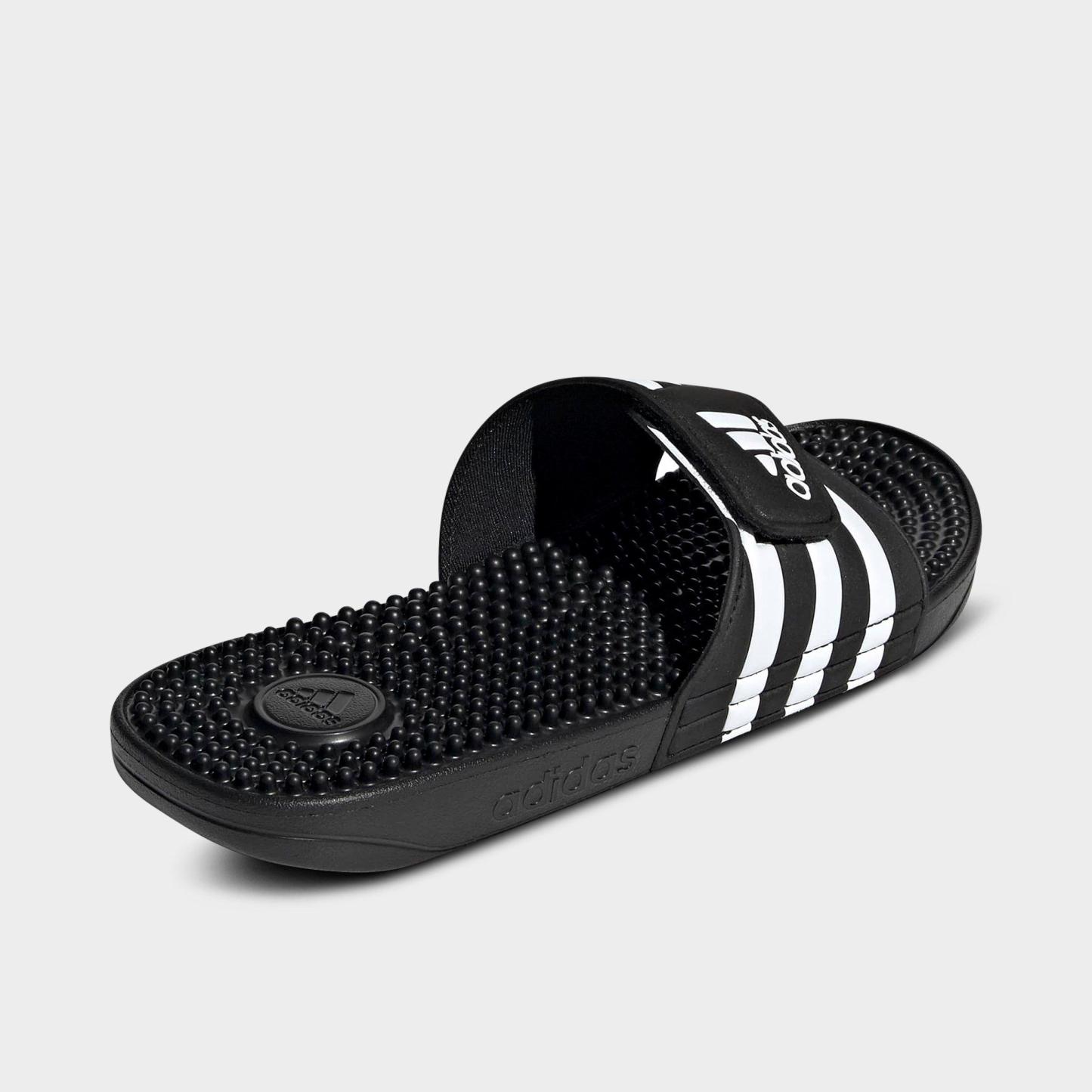 Men's adidas Adissage Slide Sandals - Black/White/Black - Back view
