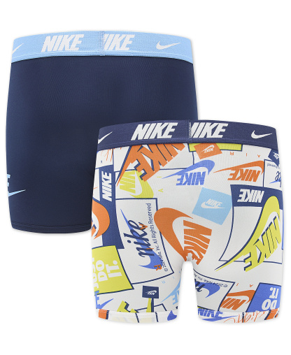 Nike Boys' 8-20 Printed Boxer Briefs, 2-Pack - White/Navy