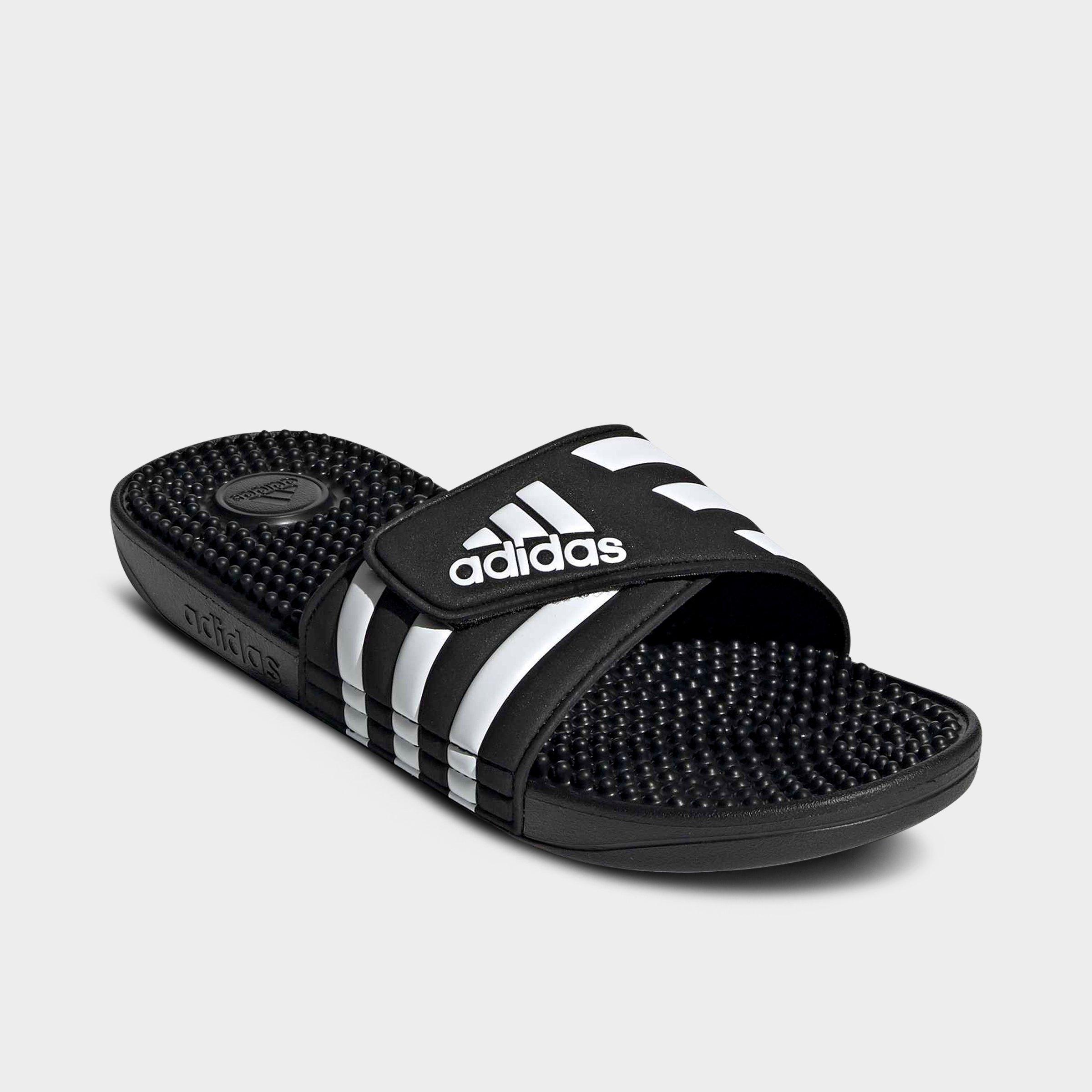 Men's adidas Adissage Slide Sandals - Black/White/Black - Both shoes facing left