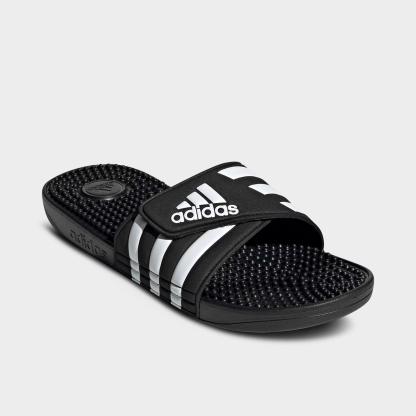 Men's adidas Adissage Slide Sandals - Black/White/Black - Both shoes facing left