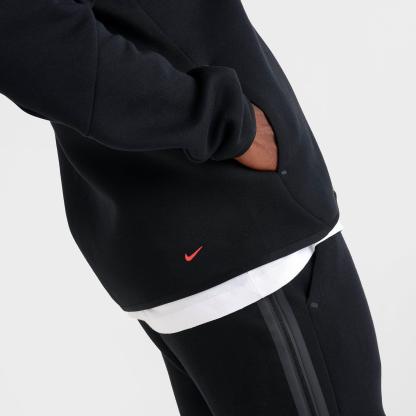 Men's Nithtke Tech Fleece Windrunner Full-Zip Jacket - Black/Smoke Grey/Bright Crimson