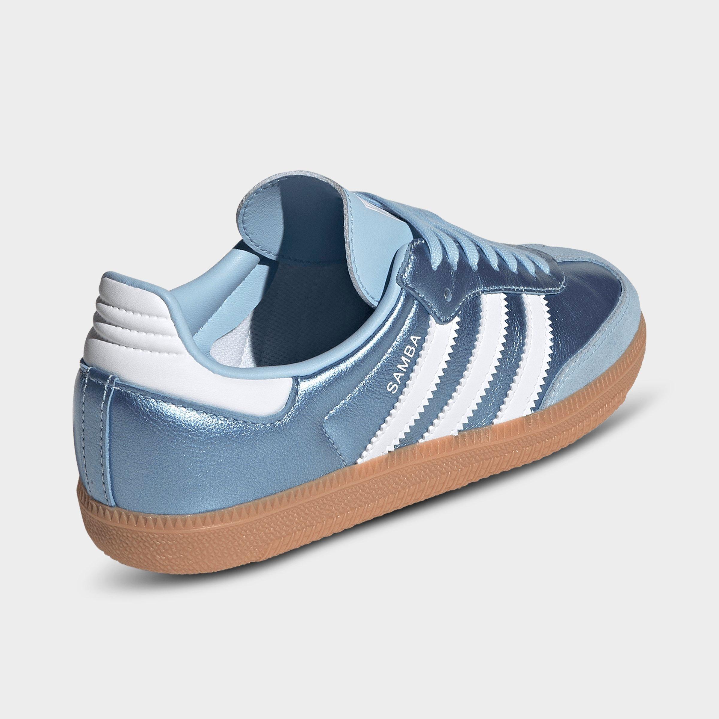 Big Kids' adidas Originals Samba OG Casual Shoes - Part 1 - Clear Sky/White/Gum - Back view
