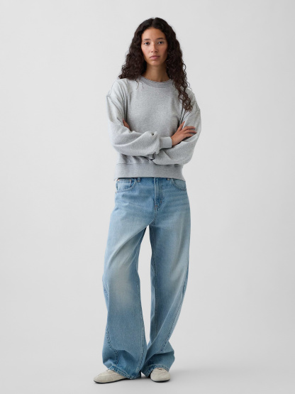 VintageSoft Terry Oversized Wedge Side-Slit Sweatshirt - Heather grey