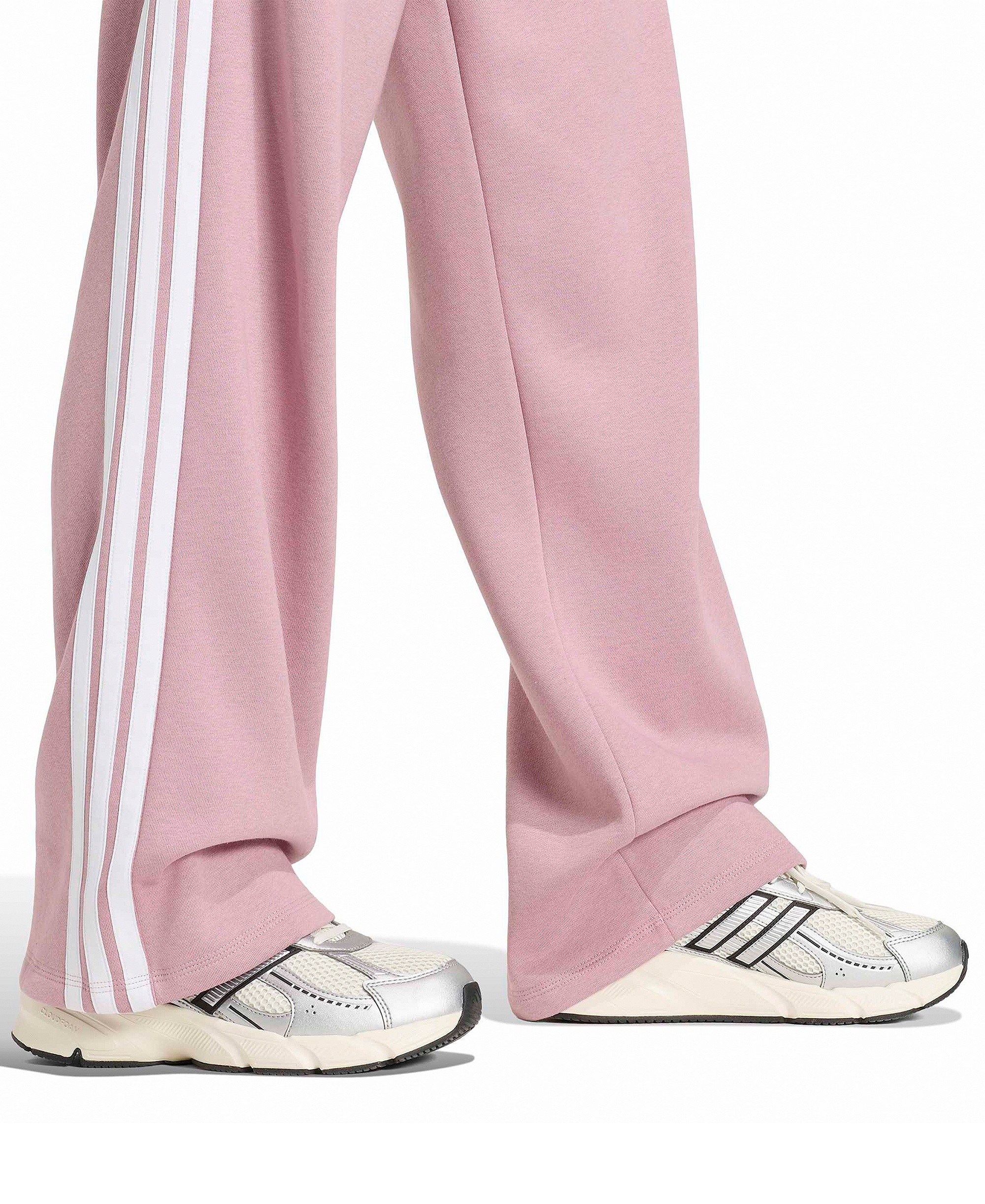 adidas Women's Essentials 3-Stripes Fleece Slim Pants - Magic Mauve/White