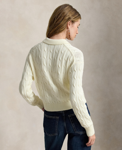 Polo Ralph Lauren Women's Polo Collar Long-Sleeve Cardigan - Clubhouse Cream