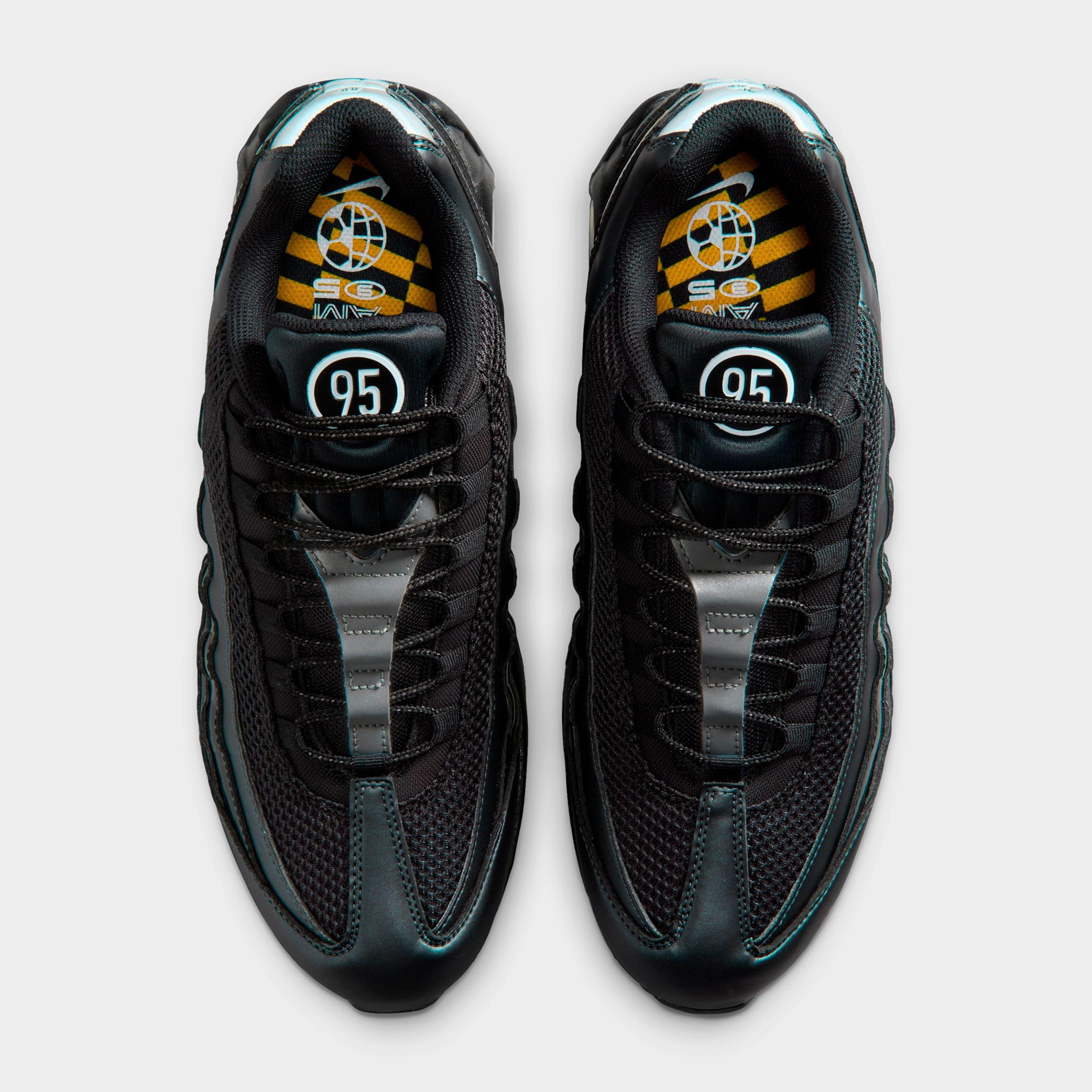 Men's Nithtke Air Max 95 Big Bubble Total 90 Casual Shoes - Black/University Gold/Metallic Silver/White - Top view