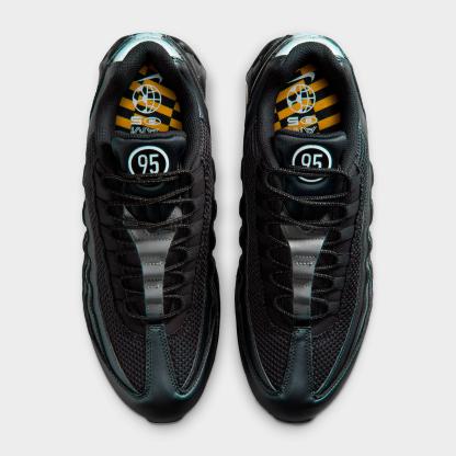 Men's Nithtke Air Max 95 Big Bubble Total 90 Casual Shoes - Black/University Gold/Metallic Silver/White - Top view
