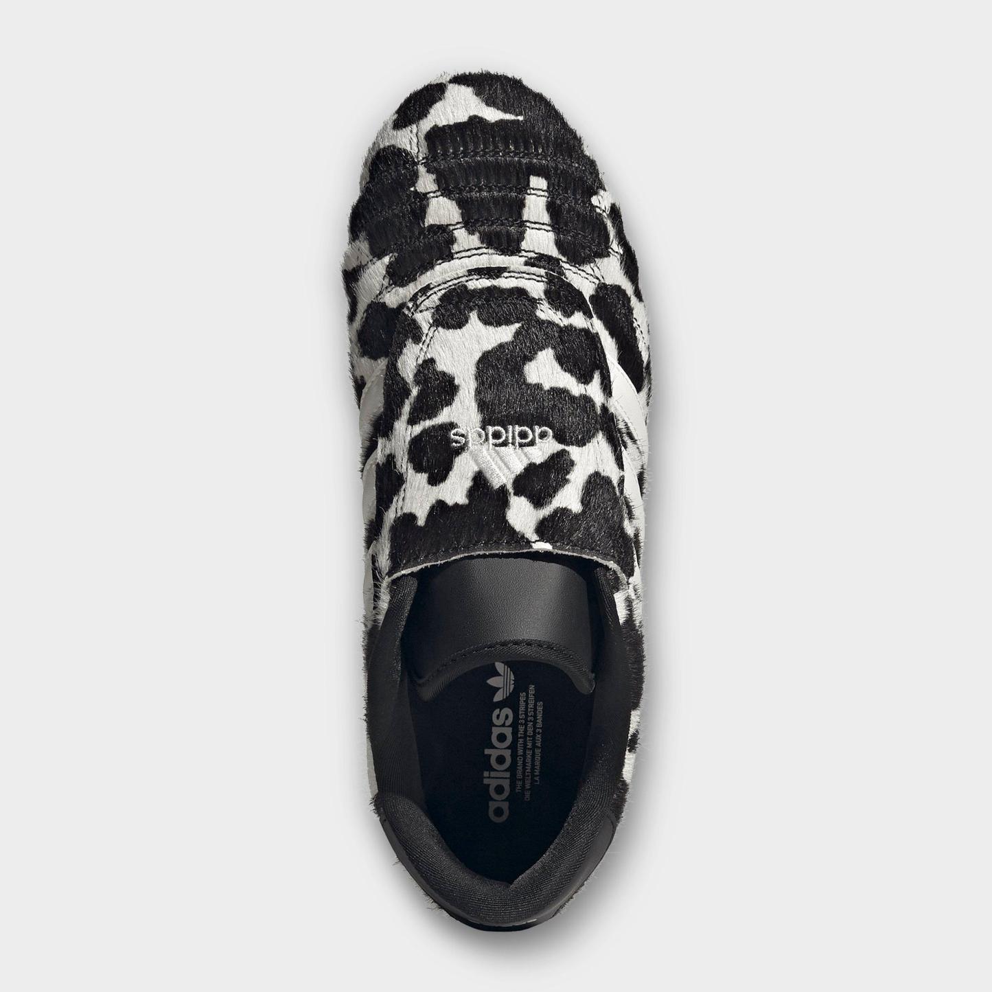 Women's adidas Originals Taekwondo Cow Print Casual Shoes - Core Black/Off White - Top view