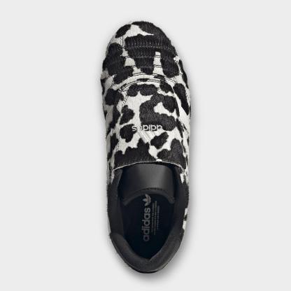 Women's adidas Originals Taekwondo Cow Print Casual Shoes - Core Black/Off White - Top view