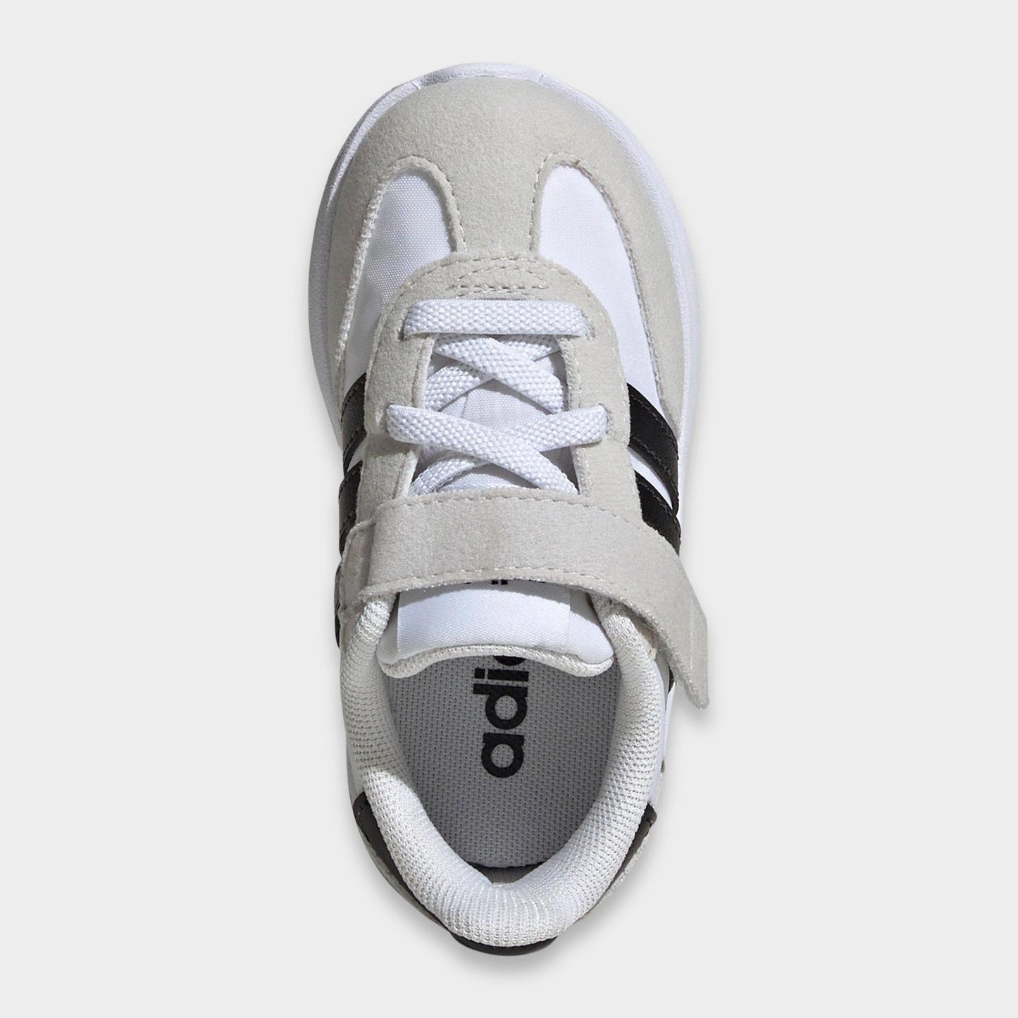 Kids' Toddler adidas Run 70s 2.0 Hook-And-Loop Stretch Lace Casual Shoes - Footwear White/Core Black/Grey One - Top view