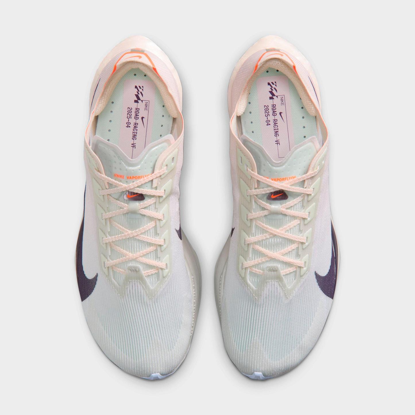 Women's Nithtke Vaporfly 4 Running Shoes - Barely Green/Chalk/Hyper Crimson/Purple Dynasty - Top view