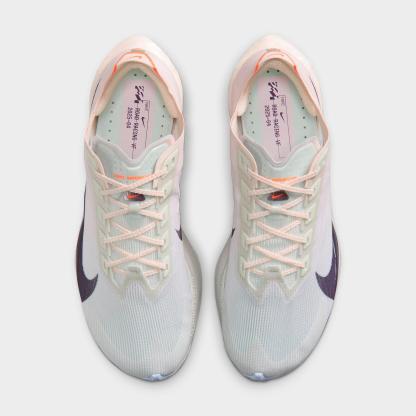 Women's Nithtke Vaporfly 4 Running Shoes - Barely Green/Chalk/Hyper Crimson/Purple Dynasty - Top view