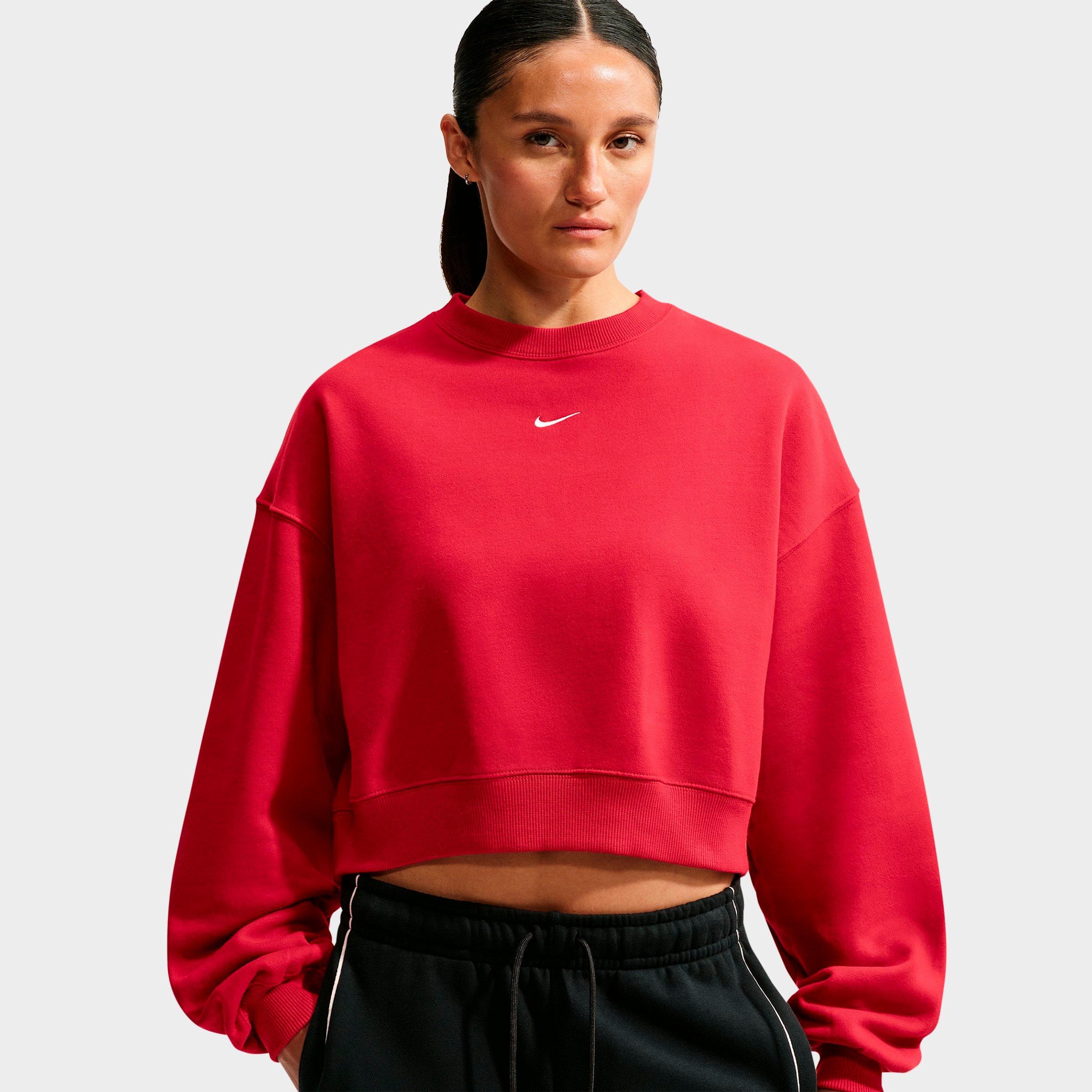 Women's Nithtke Studio Fleece Medium Weight Oversized Cropped Crewneck Sweatshirt - Tough Red/Sail