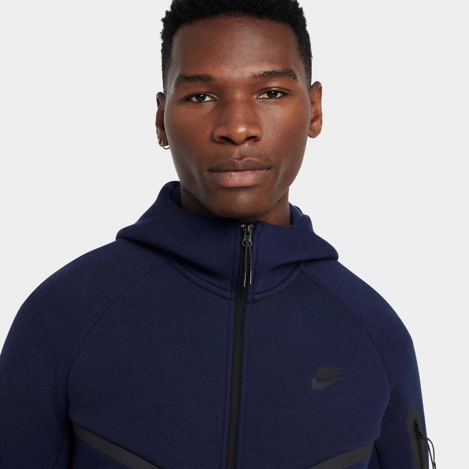Men's Nike Tech Fleece Windrunner Full-Zip Hoodie - Obsidian/Black (HV0949-451)