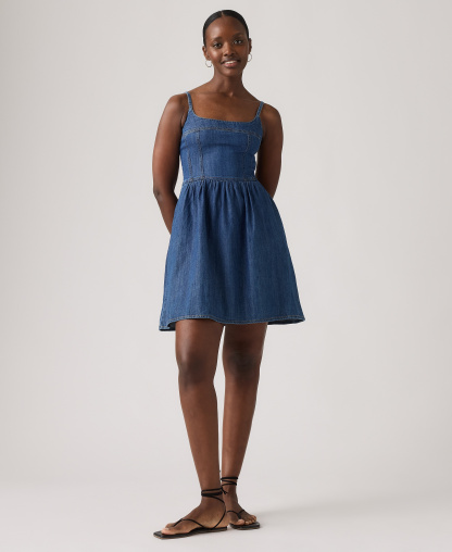 Levi's Women's Jadine Square Neck Denim Mini Dress - Unturned Stone Dress