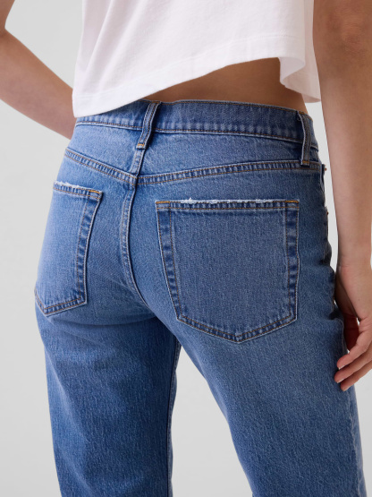 Mid Rise Relaxed Straight Jeans - Medium wash