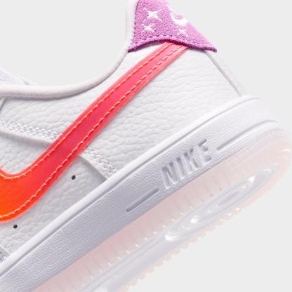 Little Kids' Nike Force 1 Low Casual Shoes - White/Turf Orange/Bright Violet
