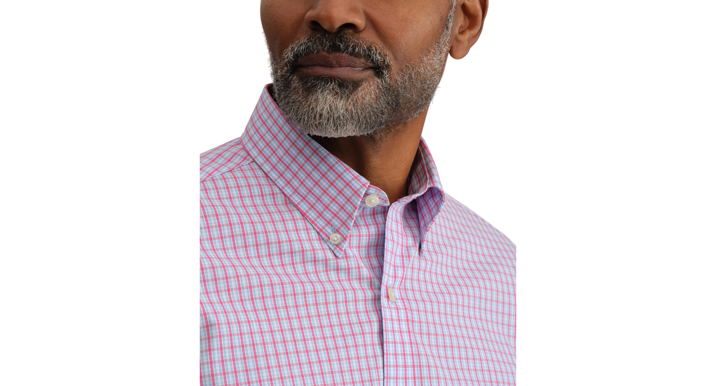 Tommy Hilfiger Men's Regular Fit Wrinkle Resistant Stretch Dress Shirt - Rose Multi