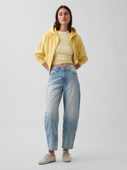High Rise Crop Barrel Jeans - Light wash