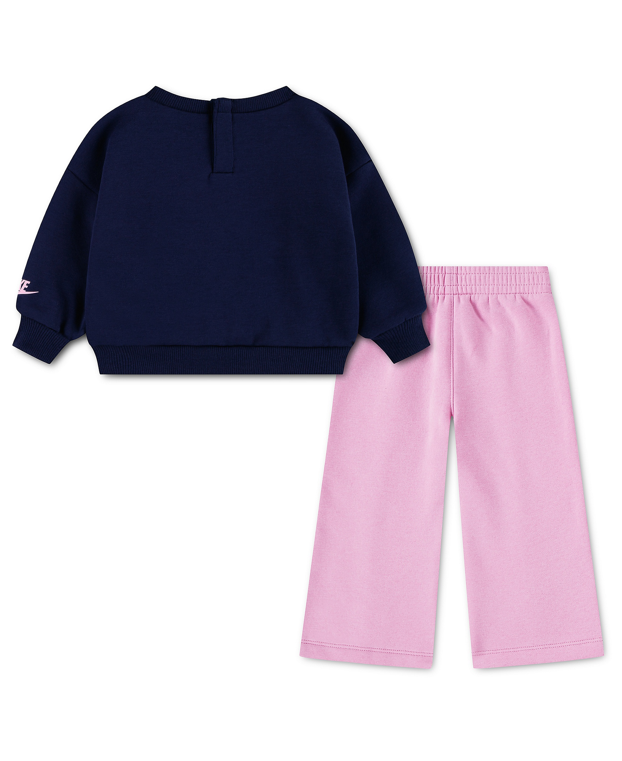 Nike Baby Girls' Retro Remix Sweatshirt and Wide-Leg Pants, 2-Piece Set - Pink Rise/Navy